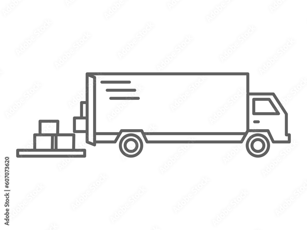 freight forwarder truck line art icon design