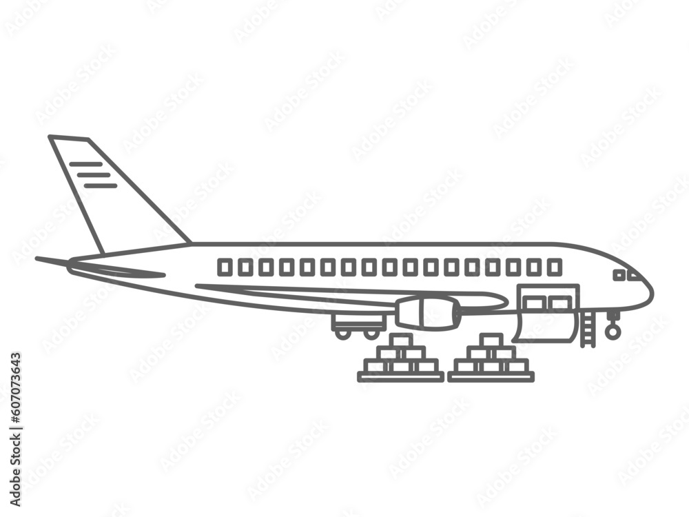 cargo transport airplane line art icon design