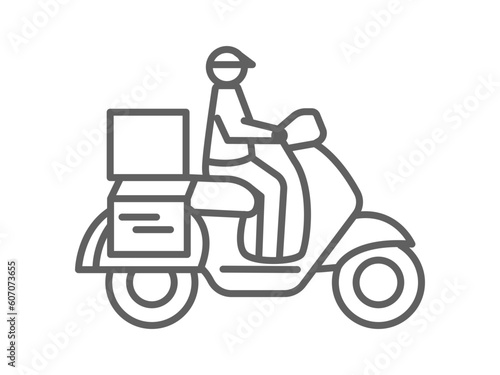 motorcycle courier line art icon