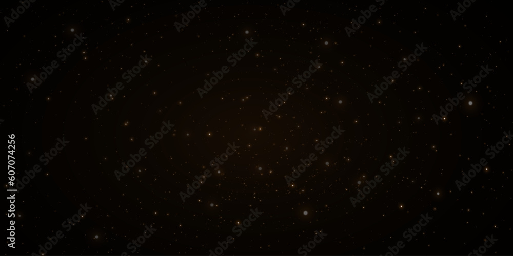 Golden glitter. light effect. Shiny background of particles and light. Gold dust on a black background.