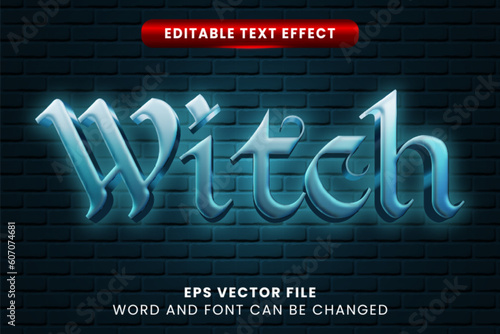 3D witch neon editable vector text effect