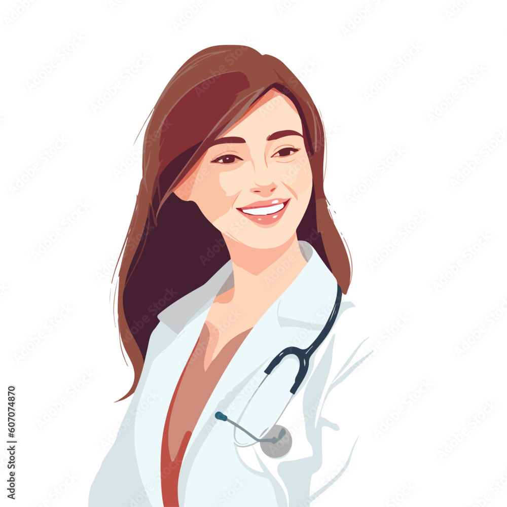 Medicine concept with young woman doctor in thin line style. Consultation and diagnosis. Vector illustration. Medicine concept with young woman doctor in thin line style. Consultation and diagnosis. Vector illustration.