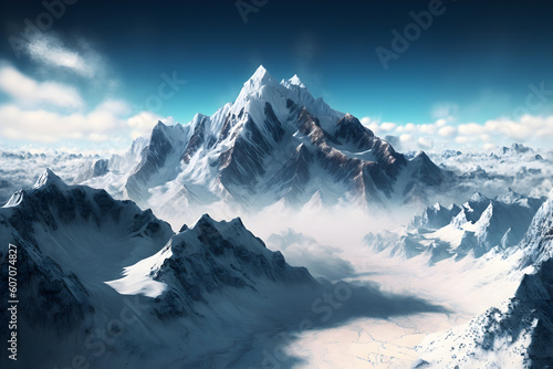 Majestic snow covered mountains background 