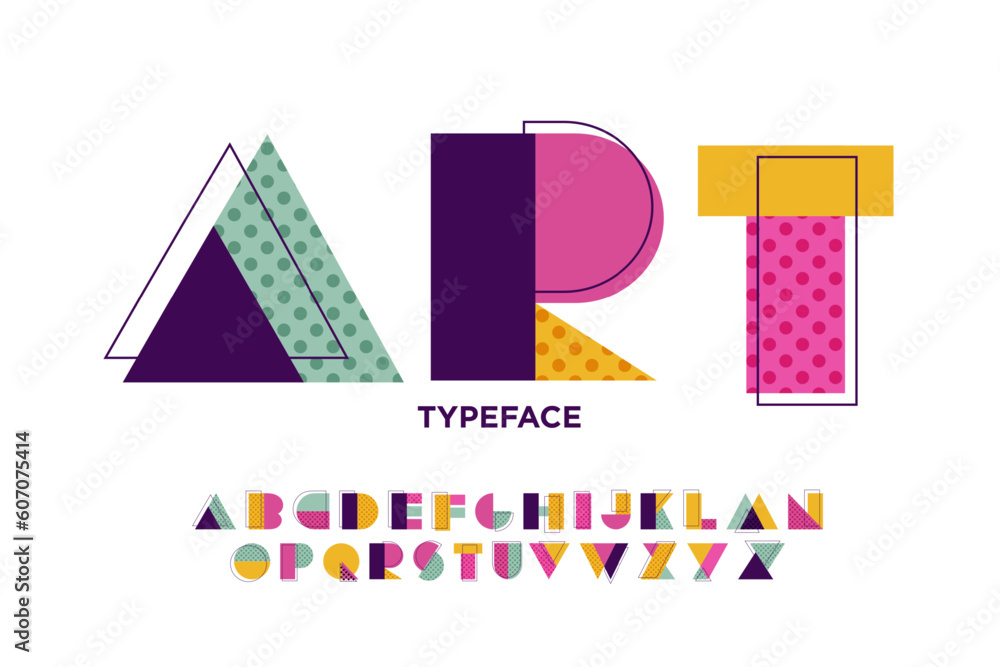Obraz premium set of modern alphabet with retro and pop art style