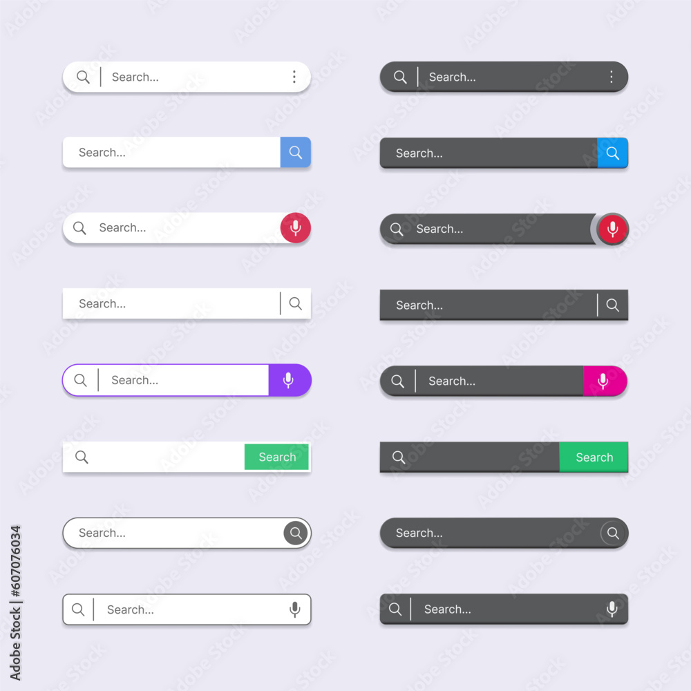 Vector search bar web browser for ui design element light and dark collection Vector search bar web browser for ui design element light and dark collection
