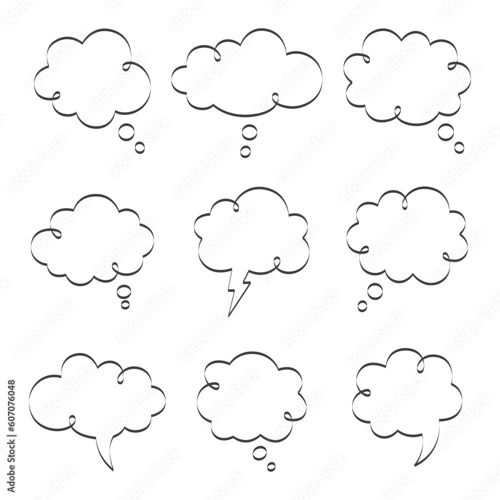 set thought bubble doodles vector images set thought bubble doodles vector images