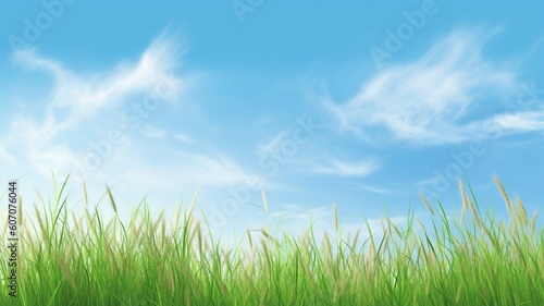 green grass and blue sky Generative AI
