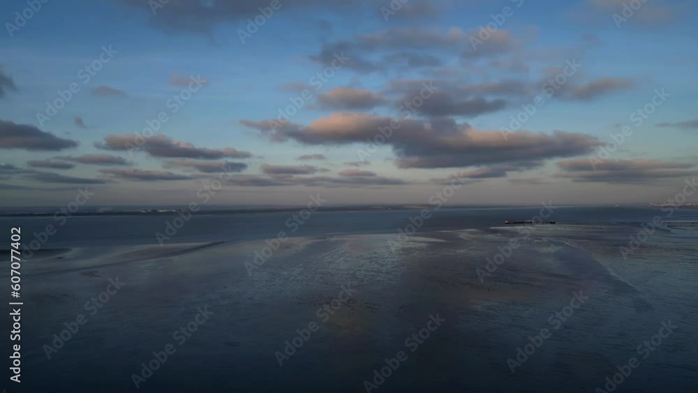 Aerial Panorama: Majestic Blues of Sea and Sky in Southend-on-Sea, Essex | Drone Footage Aerial Panorama: Majestic Blues of Sea and Sky in Southend-on-Sea, Essex | Drone Footage