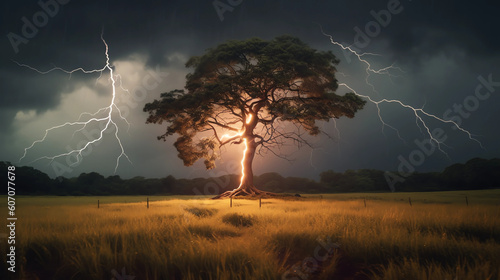 lightning in the forest
