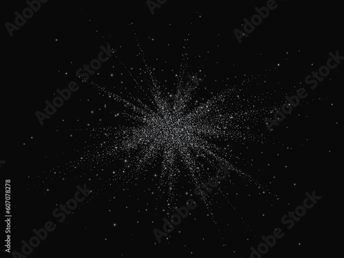 Glitter burst with silver texture. Vector background