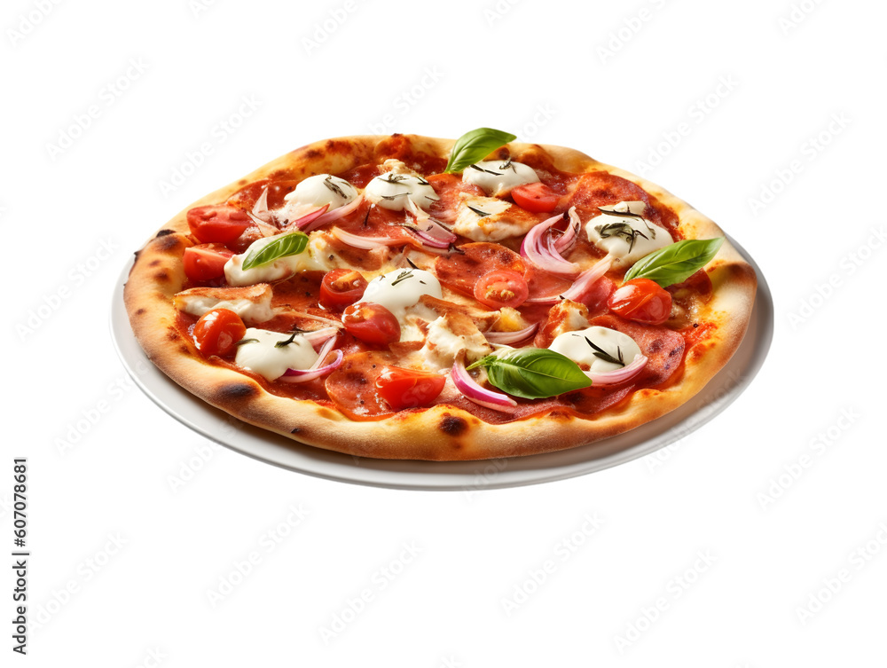 Pizza on a transparent background. PNG. Generated AI. Pizza on a transparent background. PNG. Generated AI.