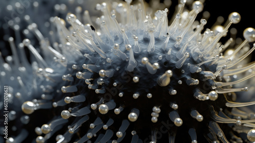 Magnificent Magnetic Patterns: Exploring the Macro Details of White Ferrofluid's Hexagonal Biogenic Structures. Generative AI © Sascha