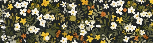 Wallpaper Mural Blooming Symphony: A Flower Seamless Pattern, Floral Design, Web Banner, Wide Size, Generative AI Torontodigital.ca