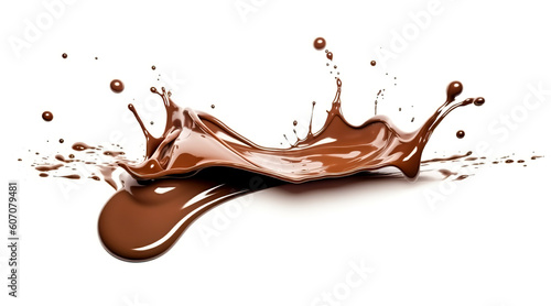 splash of chocolate or Cocoa isolated on white background. Generative AI