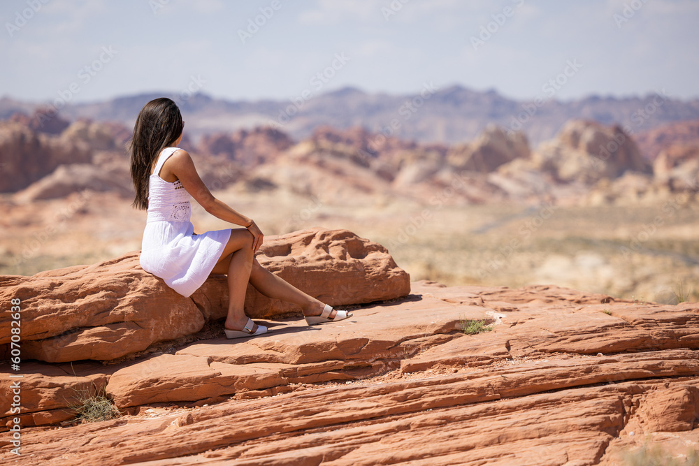Beautiful young woman in the nevada desert