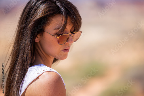 Beautiful young woman in the nevada desert