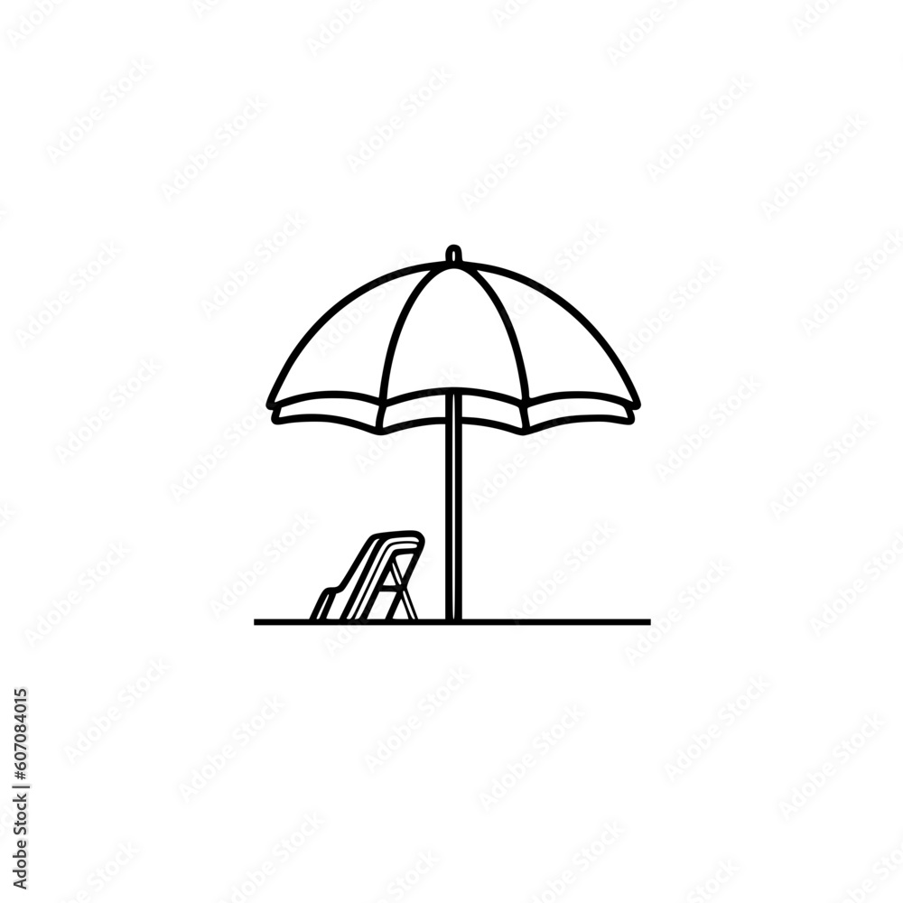 Parasol and deck chair on beach vector illustration isolated on transparent background Parasol and deck chair on beach vector illustration isolated on transparent background