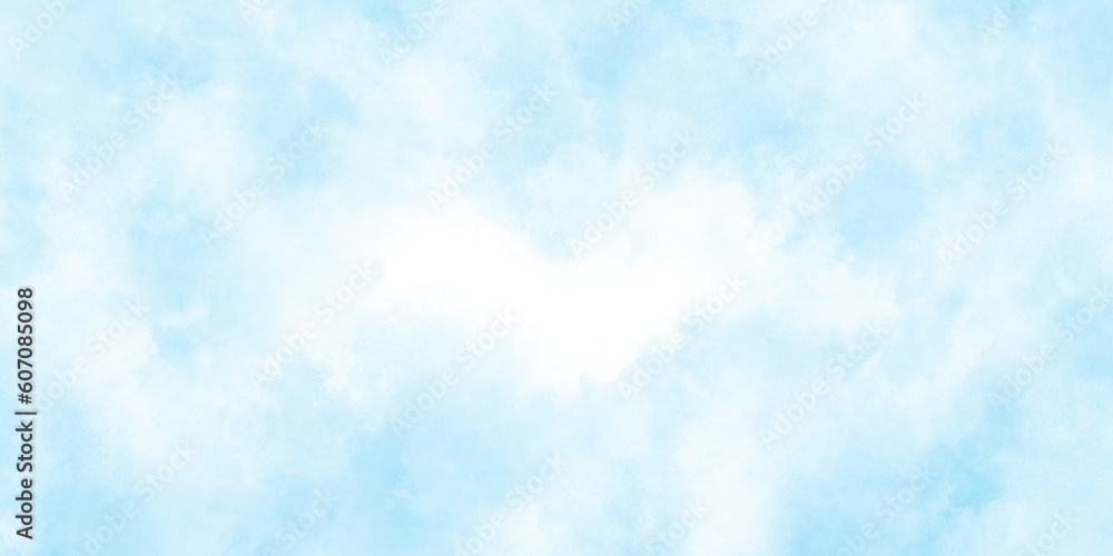 Brush-painted blurred and grainy paint aquarelle Abstract light sky blue watercolor background,  blurred and grainy Blue powder explosion on white background, Classic brush painted Blue sky.