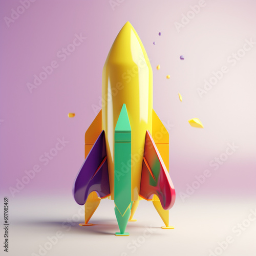 Kolorowa rakieta 3d, izolowana - Colorful 3d rocket, insulated - AI Generated © Tomasz