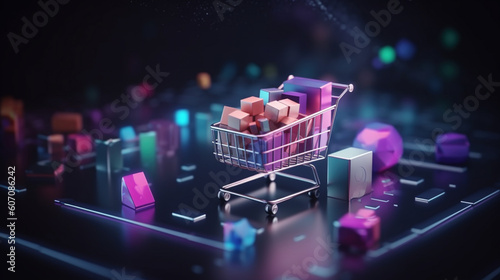 Handel ecommerce pełen koszyk internetowy - Ecommerce full online shopping cart - AI Generated photo
