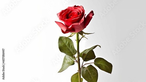 Singgle Red Rose Isolated On White