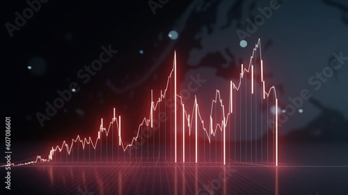 Wykres liniowy 3d - dane z gospodarki, wykres finansowy - Line chart 3d - data from the economy, financial chart -.AI Generated photo