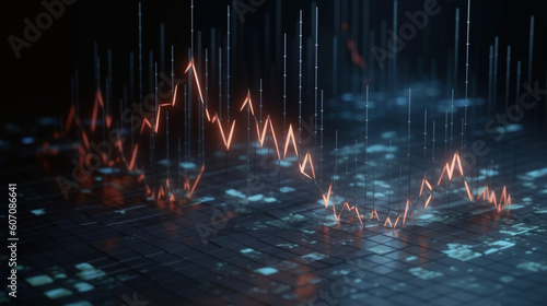 Wizualizacja danych - wykres liniowy - przepływ informacji - giełda - Data visualization - line graph - information flow - stock market - AI Generated