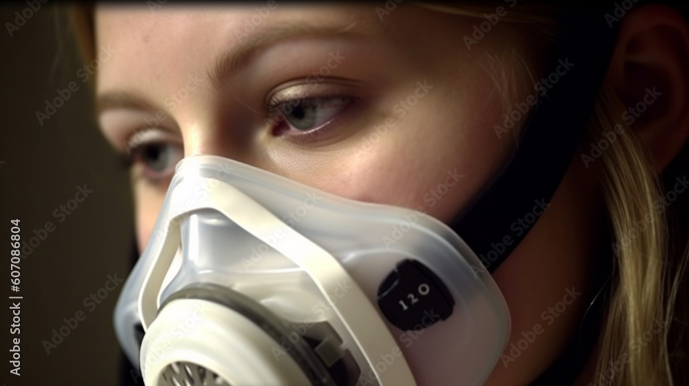 young adult woman on a ventilator in the hospital, mobile ventilator for breathing problems young adult woman on a ventilator in the hospital, mobile ventilator for breathing problems