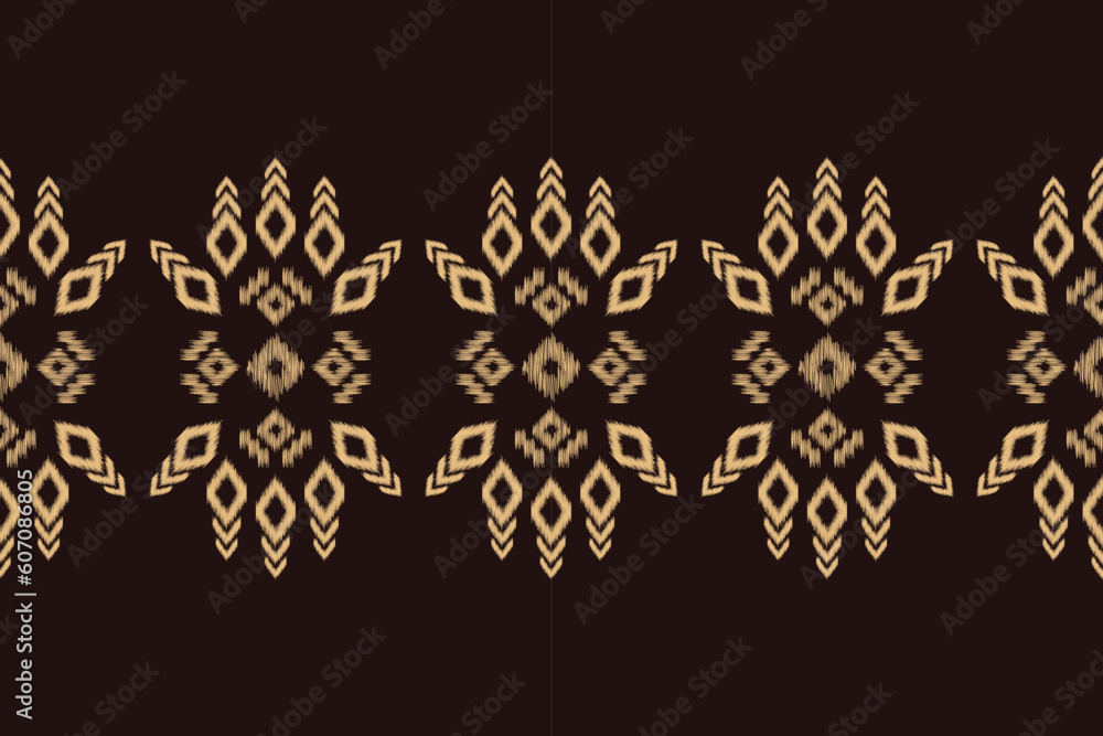 Fototapeta premium Ethnic Ikat fabric pattern geometric style.African Ikat embroidery Ethnic oriental pattern brown background. Abstract,vector,illustration.For texture,clothing,scraf,decoration,carpet,silk.