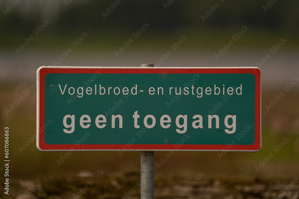 A Dutch sign 'Bird breeding and rest area - No entry'