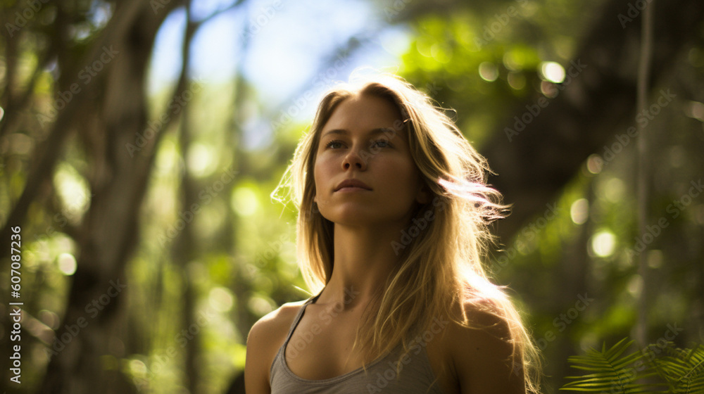 young adult woman in a nature young adult woman in a nature