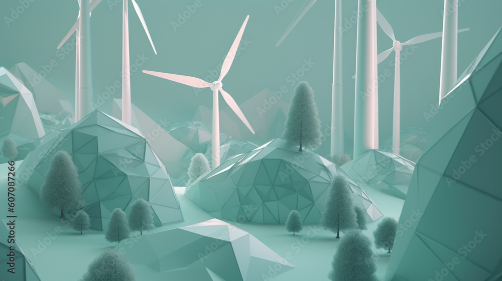 Odnawialne źródła energii - zielona energia - koncept ilustracja - Renewable energy sources - green energy - concept illustration - AI Generated - obrazy, fototapety, plakaty 