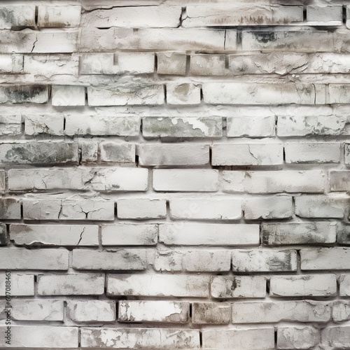 White brick wall. Seamless background. AI generative image.