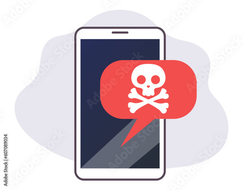 Phone smartphone fraud virus alert spam scam concept. Vector graphic design illustration
