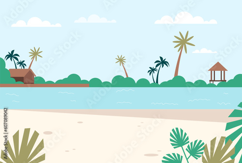 Beach sea sand summer background concept. Vector graphic design illustration