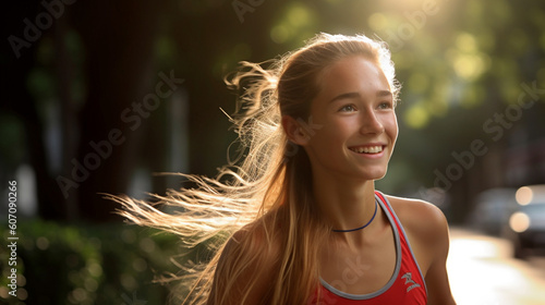 young adult woman, outdoors...