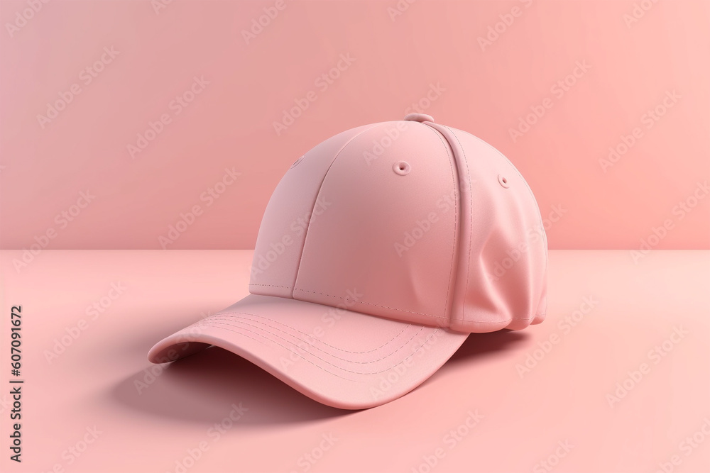 Fototapeta premium Pink baseball cap. Generative AI illustration