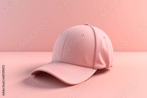 Pink baseball cap. Generative AI illustration