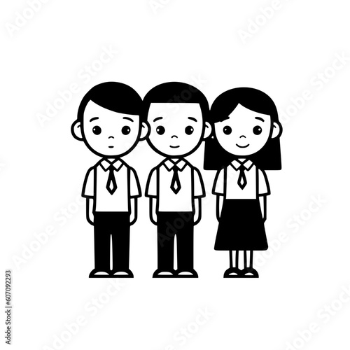Little students vector illustration isolated on transparent background