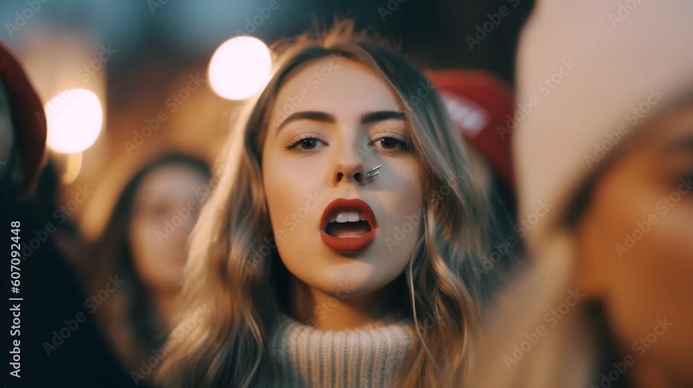 young adult people, protesting or riot, women crowds of people in a tight crowd, fictitious place young adult people, protesting or riot, women crowds of people in a tight crowd, fictitious place