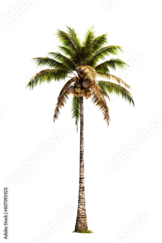 Palm tree isolated on transparent background, Coconut palm plant PNG, Generative AI