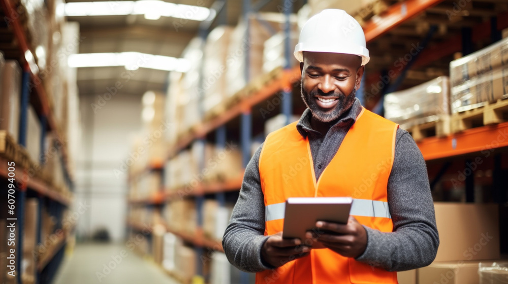 man with a tablet computer in a warehouse man with a tablet computer in a warehouse