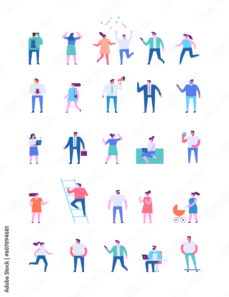 Tiny people flat set isolated on white background Tiny people flat set isolated on white background