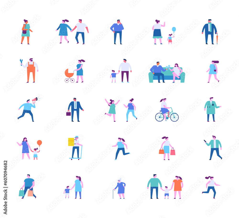 Tiny people flat set isolated on white background Tiny people flat set isolated on white background