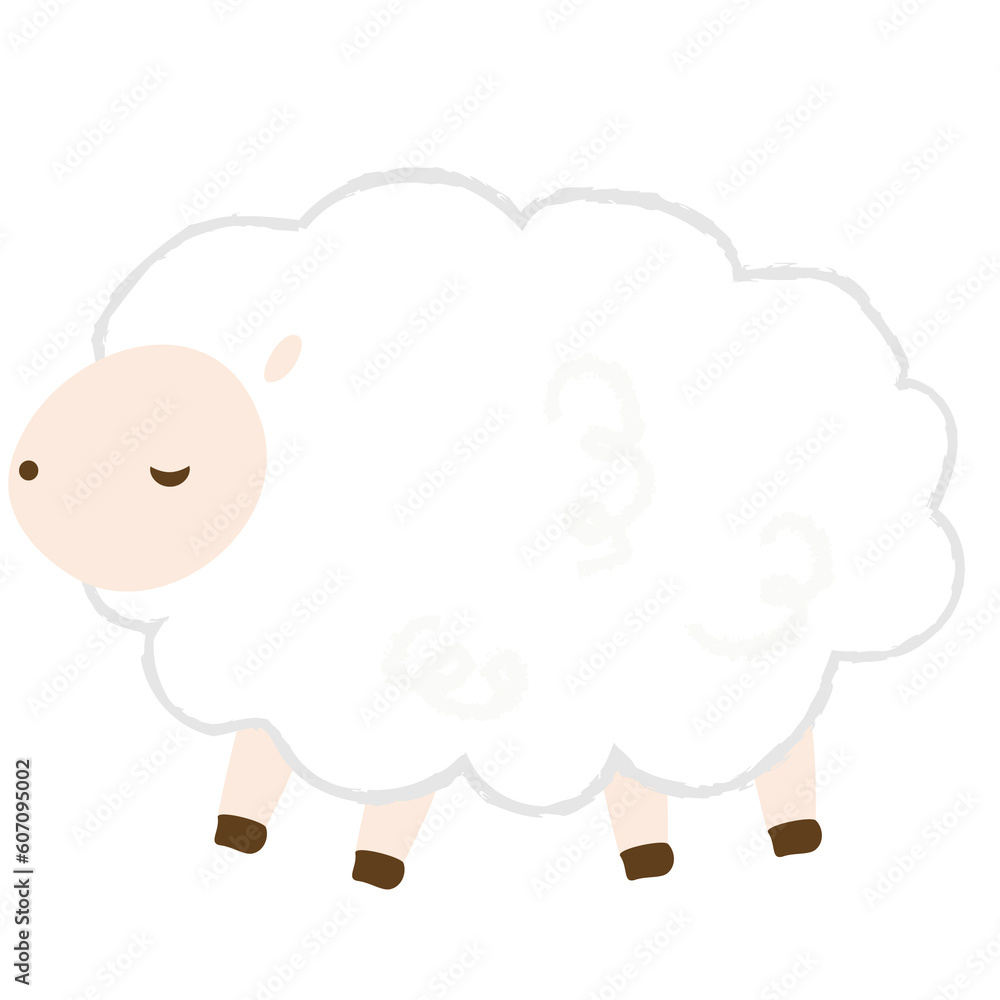 A cute cartoon-style sheep with closed eyes. A cute cartoon-style sheep with closed eyes.