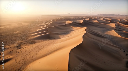 A vast and serene desert landscape. Generative ai