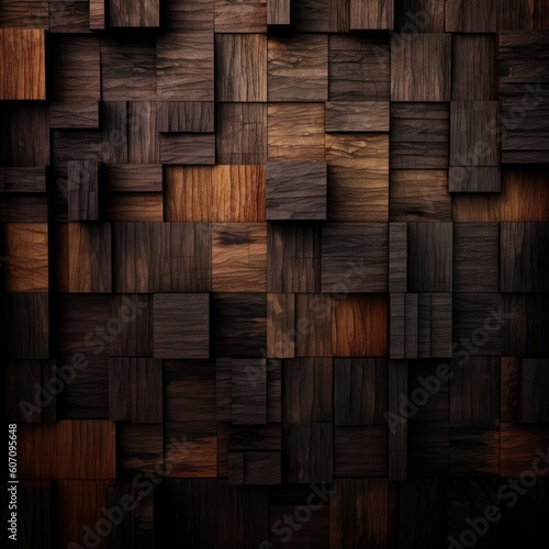 Dark wood texture  veneer background. Generative AI