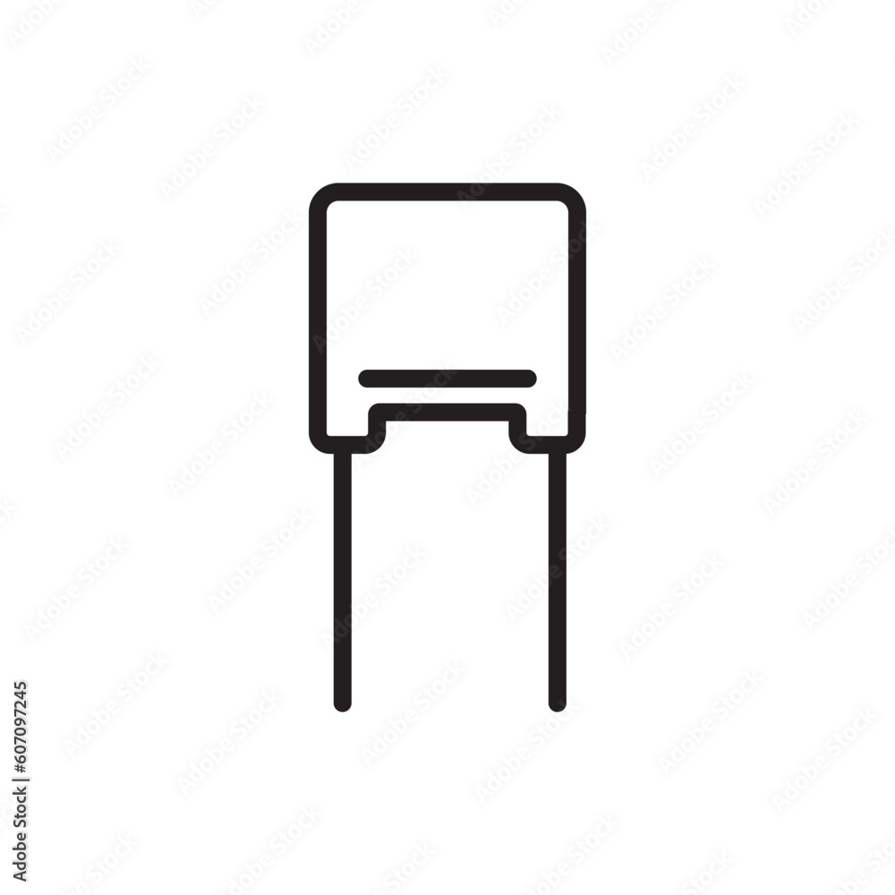 Capasitor polyester black line icon. Capasitor polyester black line icon.