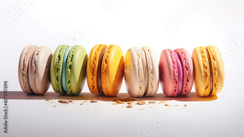 colorful macarons isolated on white background. Generate AI