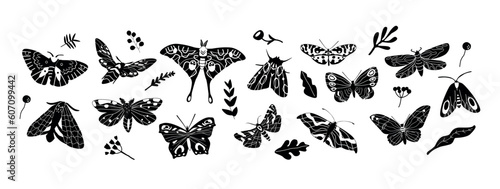 Minimalist Black And White Butterfly Icons, Capturing The Elegance And Grace Of These Winged Creatures © Sergii Pavlovskyi